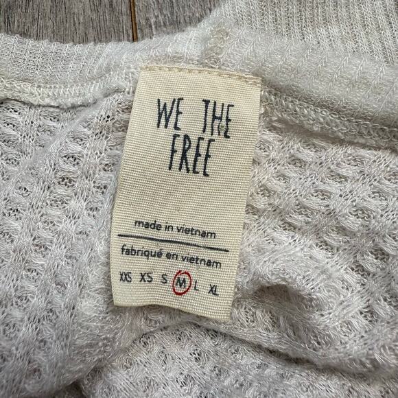 We the Free Calatina Heather Gray Thermal LS Top Medium Stretchy Bohemian V-neck - Picture 6 of 12